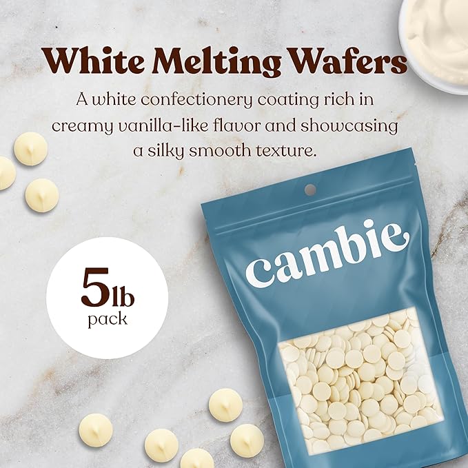 Merckens White Melting Chocolate - 5 Pounds of Premium Quality White Candy Melts to make Dubai Chocolate Bar, Cake Pops, Cocoa Bombs, & Homemade Desserts