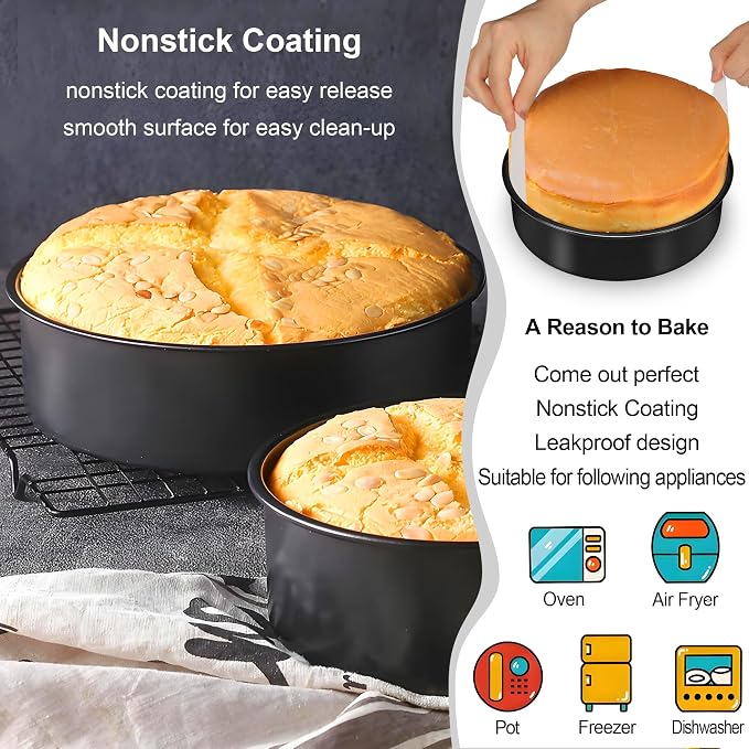 AWTBDP 6 Inch Cake Pans,3PCS Smash Cake Pans with 100PCS Parchment Paper | No-Stick Round Small Cake Pans Set for Baking Layer Cakes, Sturdy Baking Pan Set for Christmas Birthday, Dishwasher Safe - Image 4