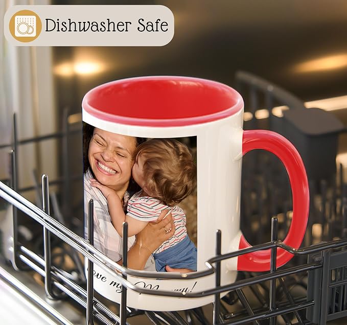 Personalized Coffee Mug | Custom Photo Text or Logo Ceramic Mug | Customized 11 Oz Tea Cup – Unique Gift for Men & Women | Taza Personalizadas Design with Picture and Words | White – Red - Image 2