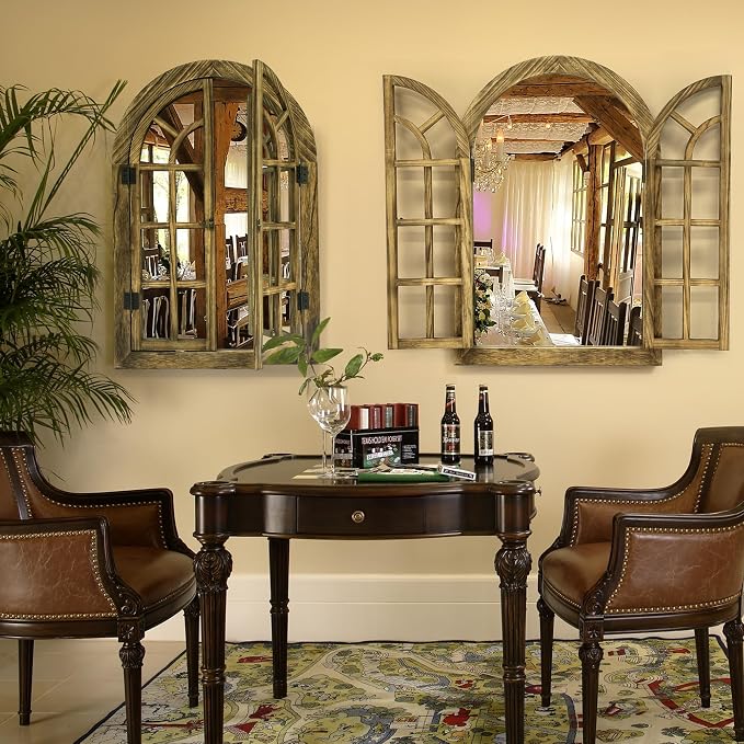Window Mirrors for Wall Decor -Arched Wall Mirror Farmhouse Wall Decor Wood Frame Decorative Wall Mirrors Like Window for Bedroom, Living Room, Entrance, Dining Room - Image 8