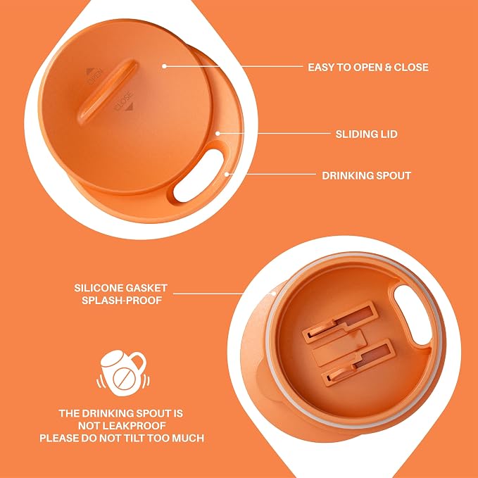 Ideus 16 oz Insulated Coffee Mug with Handle and Lid, Double Wall Stainless Steel Vacuum Thermal Coffee Mug, Travel Coffee Cup Thermal Cup for Home and Office, Orange Tiger - Image 4