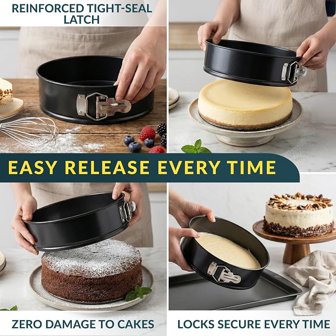 Cheesecake Pan 8" Carbon Steel With Removable Bottom – Leakproof Design | Nonstick Coating Springform – Durable Cake Mold With Secure Latch, Even Heat Cheese Cake Pans For Baking - Image 3