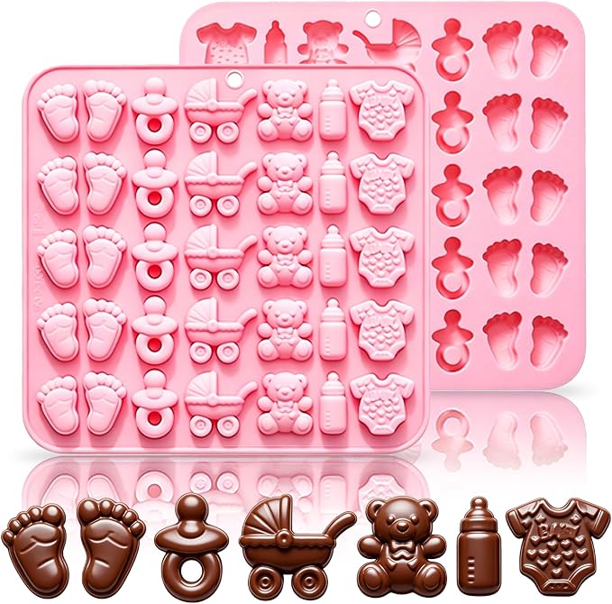 Cute Baby Silicone Fondant Cake Mold, Baby Feet Chocolate Molds | Silicone Baby Onesie Baby Bottle Pacifier Candy Mold Baking Mould for Baby Shower Cake Decoration Gummy Sugar Cupcake Topper by Unknown