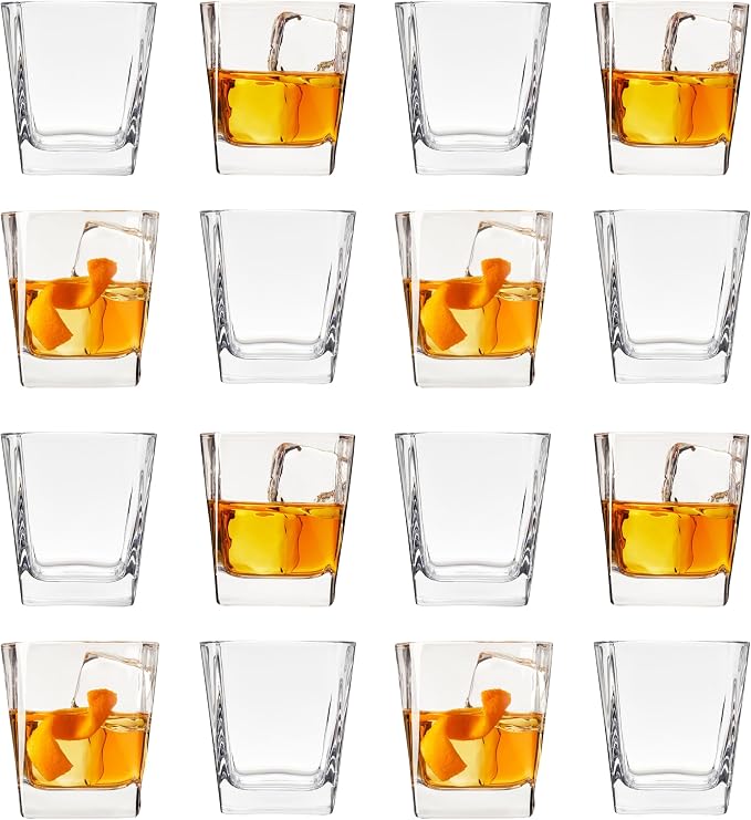 TRUE Square Rocks Glass, Old Fashioned Whiskey Glasses, Superb Drinking Cups for Cocktail Party, Home Bar, Bartender Accessories, 10 oz,4 Count (Pack of 4) by True