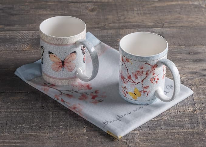 Maison d' Hermine Coffee Mug with Handles Tea Cups (12 Ounce, Pack of 2) | Fine Bone China Coffee Mugs for Hot Beverages Cappuccino Latte Home Restaurant Hotel Spring Summer -Blossoms in Spring - Image 6