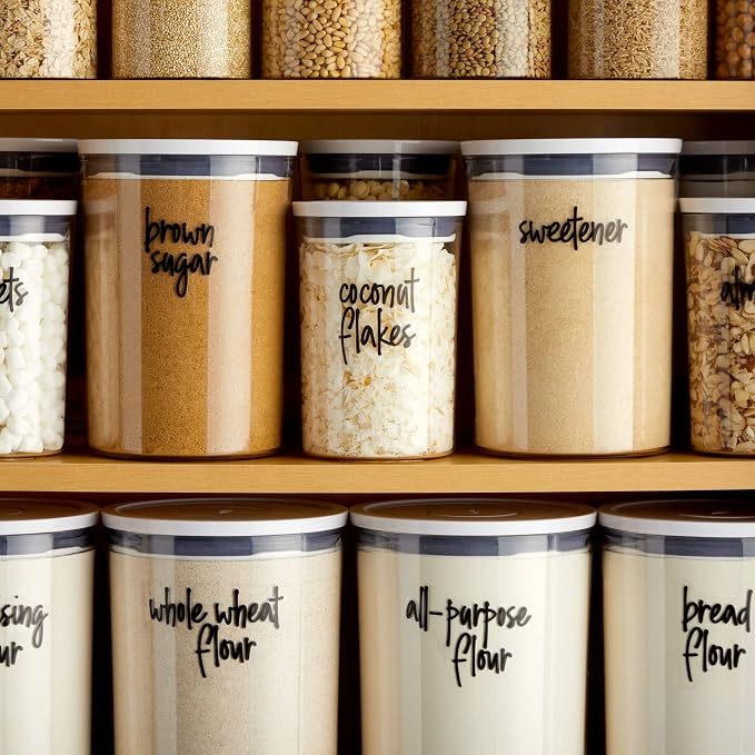 Talented Kitchen Pantry Labels for Food Containers - 157-Piece, Black Script Vinyl - Jar & Bin Labels & Food Storage Organization Stickers - Image 3