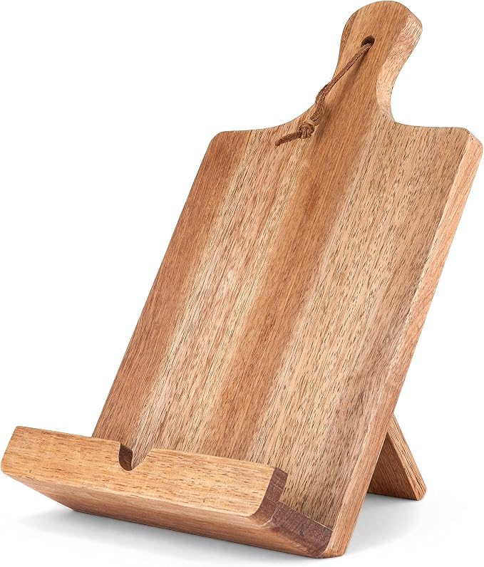 Twine Cookbook Stand, Acacia Wood Tablet Stand, Recipe Book Holder, Rustic Kitchen Decor Countertop Display, Acacia Wood, Set of 1 by TWINE