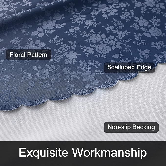 Smiry Rectangle Waterproof Heavy Duty Vinyl Tablecloths, 52 x 70 Inch | Wipeable Washable Floral Embossed Table Cover for Kitchen and Dining Room, Indoor & Outdoor Use, Navy Blue - Image 5