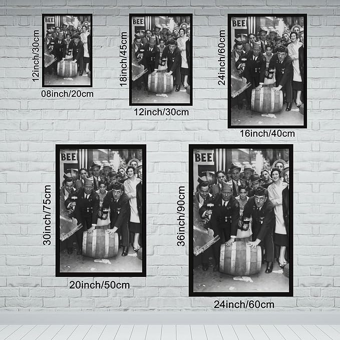 Celebrating Repeal of Prohibition, Beer Keg Poster, Speakeasy Liquor Bar, Black And White , Man Cave , Retro Wall Decor Canvas Poster Bedroom Decor Sports Landscape Office Room Decor Gift Black Frame - Image 2