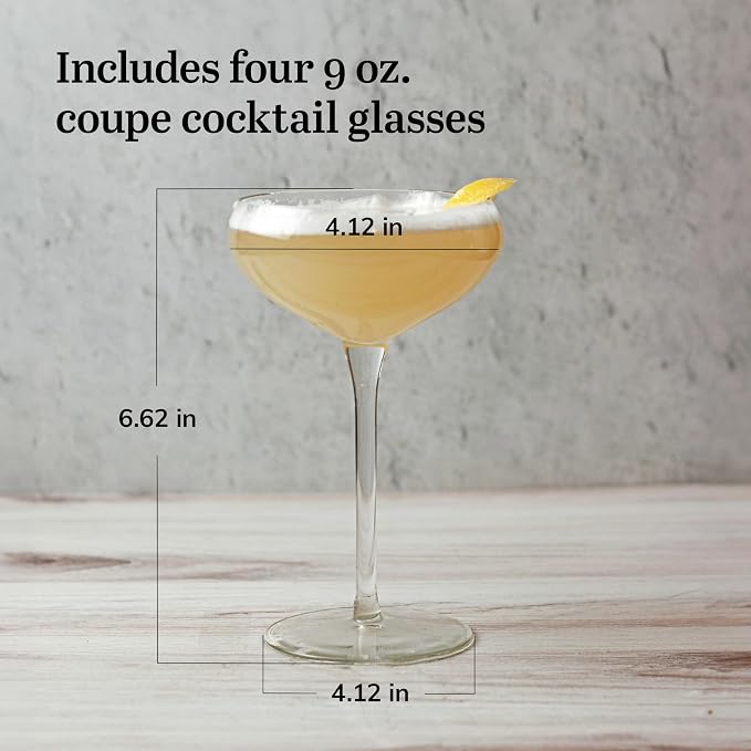 Libbey Signature Kentfield Coupe Cocktail Glasses Set of 4, Classic Tall Stemmed Glass Cup, Champagne Coupe Glasses Gift Set for Weddings, Birthdays - Image 5