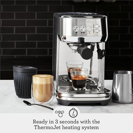Breville BES500OLT Bambino Plus Espresso Machine, Olive Tapenade | Make café-quality espresso, lattes and cappuccinos at home with this compact, semi-automatic coffee maker for home baristas - Image 2