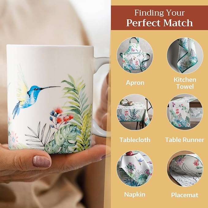 Maison d' Hermine Coffee Mug with Handles Tea Cups (15 Ounce, Pack of 2) | Fine Bone China Coffee Mugs for Hot Beverages Cappuccino Latte Home Restaurant Hotel Spring Summer -Tropiques - Image 6