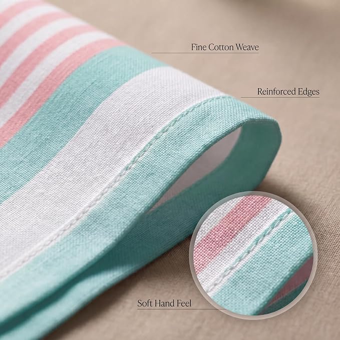 Urban Villa Cloth Napkins Cotton 20x20 (Set of 12) Ruby Green Stripes - Image 5