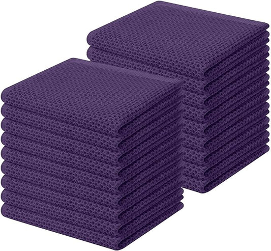 Homaxy 100% Cotton Waffle Weave Kitchen Dish Cloths 18-Pack, Eggplant | 12 x 12 Inches, Ultra Soft Absorbent Dish Towels, Quick Drying Dish Rags with Hanging Loop by Homaxy