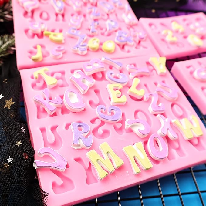 GELIFATLE Letters Molds and Numbers Molds, Silicone Fondant Mold Chocolate Molds, 0-9 Number and 26 Letters Silicone Molds for Baking Desserts and Cake Decoration (4 pack) - Image 6