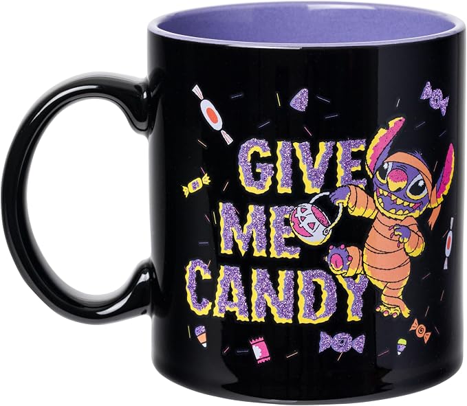 Silver Buffalo Disney Lilo and Stitch Give Me Candy, Ceramic Mug, 20oz | Halloween, Glitter Finish, 0.59 Liters - Image 2