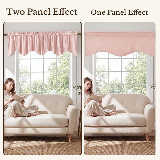 Pink Spring Decor Velvet Window Valance 52x18 Inch 1 Panel | Soft Wavy Pink Kitchen Curtains for Small Windows, Cute Decorative Window Treatment for Nursery Bedroom - Image 7