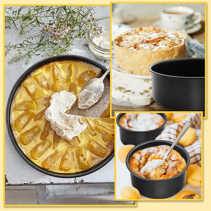 E-far 3-Piece Cake Pan(4/6/8 Inch), Nonstick Stainless Steel Round Baking Cake Pans, Metal Cake Mold Tins for Birthday/Wedding, Stainless Steel Core & Non-toxic Coating, Straight Side & 2 Inch Deep - Image 7