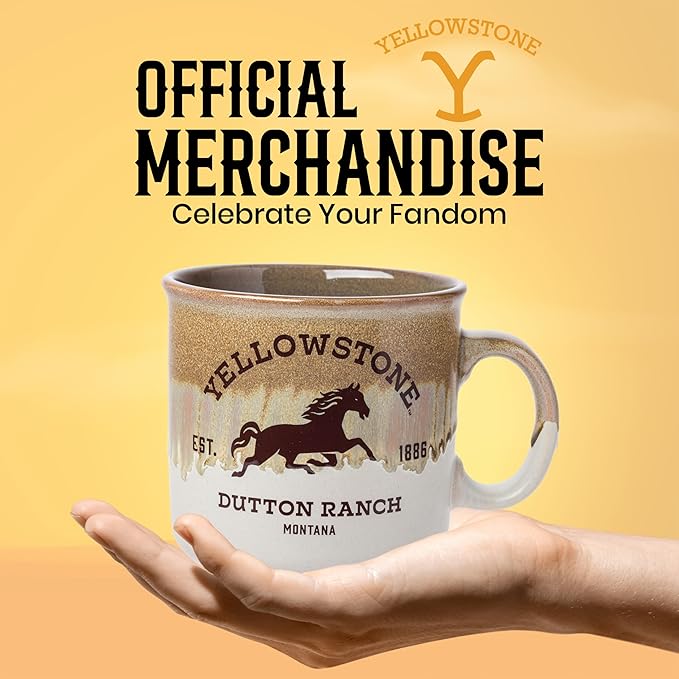 Silver Buffalo Yellowstone Dutton Ranch, Reactive Glaze Camper Mug, 20oz | Montana, Ceramic, 0.59 Liters - Image 4