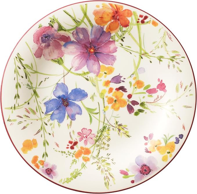 Villeroy & Boch Mariefleur Basic Salad Plate, 8.25 in, Premium Porcelain, White/Multicolored | White multicolor porcelain plate, floral decor, made in Germany, dishwasher and microwave safe, suits breakfast by Unknown
