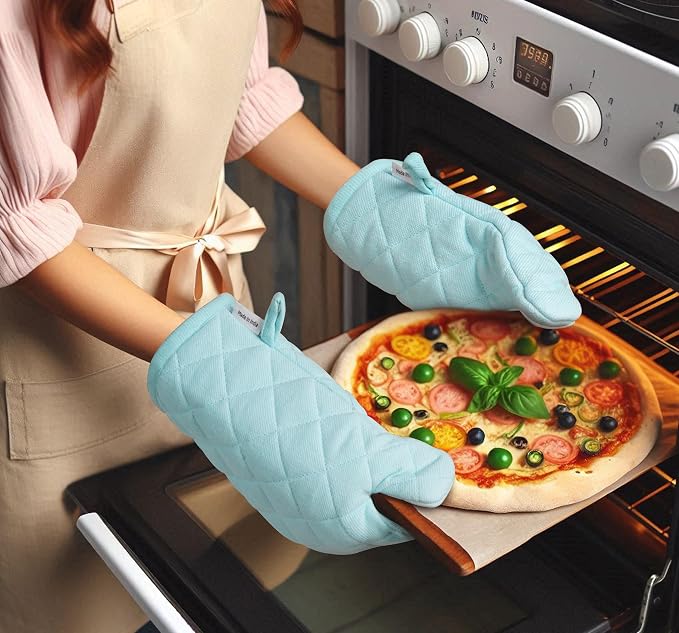 LANE LINEN Kitchen Towels and Dishcloths Sets - 20Pc Kitchen Towel Set, 350 Degree Heat Resistant Oven Mitts & Pot Holder, Reusable Absorbent Dish Cloths for Washing Dishes - Aqua - Image 6