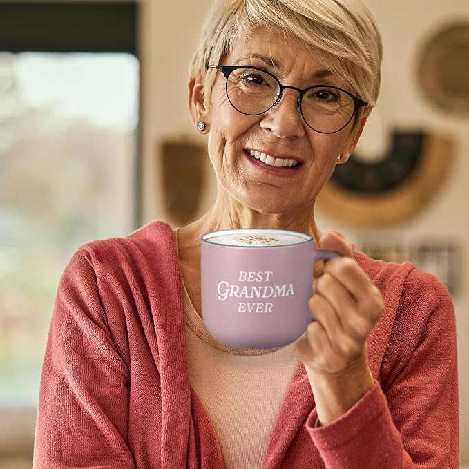 Christian Art Gifts Large Ceramic Microwave/Dishwasher Safe Coffee & Tea Mug for Grandmothers: Best Grandma Ever, Inspirational Psalm Bible Verse Cup for Women, Clean & Lead-free, Pink & White, 14 oz. - Image 4