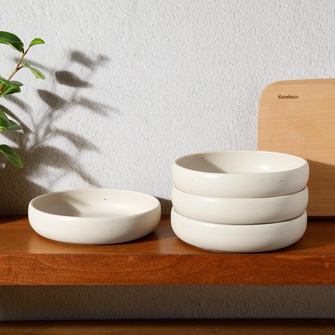 Bloomhouse - Two Time Oprah's Favorite Things Winner - Corsica Clay 4-Piece Meal and Pasta Bowl Set – Sea Salt White Stoneware for Dinner, Serving & Everyday Use - Image 4