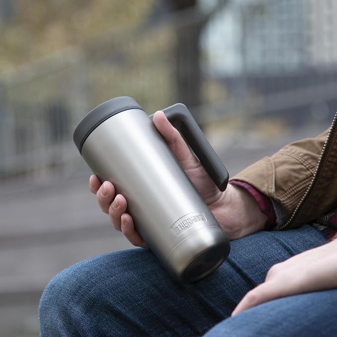 THERMOS ALTA SERIES Stainless Steel Mug 18 Ounce, Matte Steel/Espresso Black - Image 8