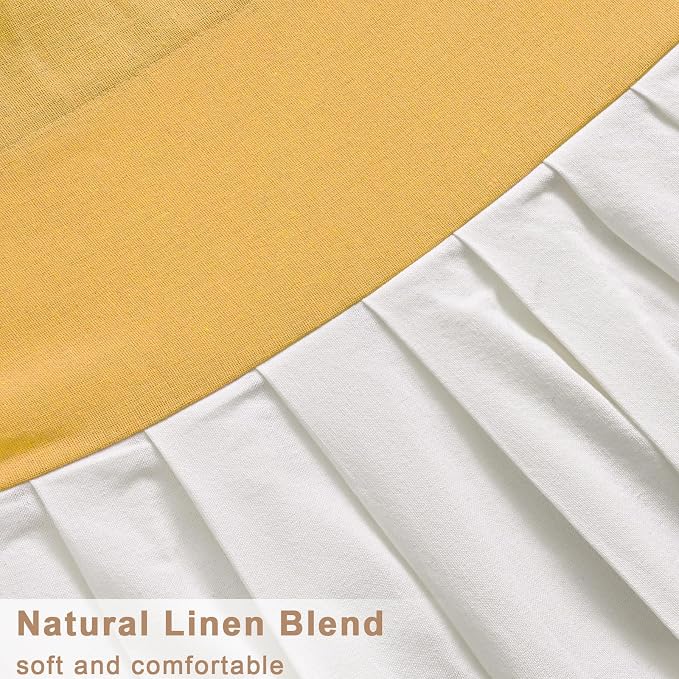 Likiyol Linen Valances for Windows Farmhouse Window Valances with Ruffle Rustic Country Light Filtering Kitchen Valance Curtains Rod Pocket Valance for Bathroom Cafe, Yellow White, 52" W X 18" L - Image 7