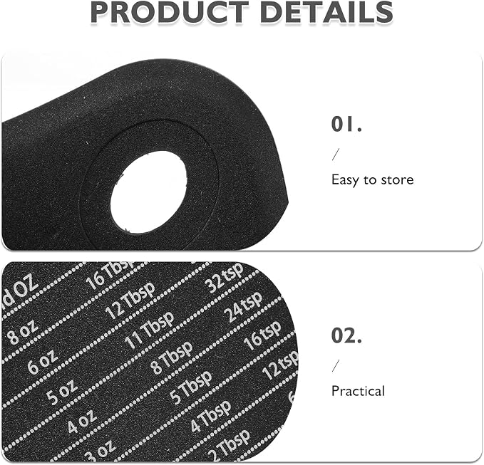 4pcs Black Silicone Baking Cutter Tool with Precise Measurement and Pastry Shaping Features Includes Kitchen Measurement Conversion Chart for Accurate Baking Preparation - Image 3