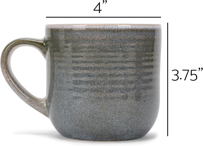 Elanze Designs Glossy Reactive Glaze Large 17 Fluid Ounce Everyday Kitchen Food Grade Ceramic Stoneware Coffee Mug Cup with Comfort Curved Handles, Set of 4, Ocean Teal Blue - Image 5