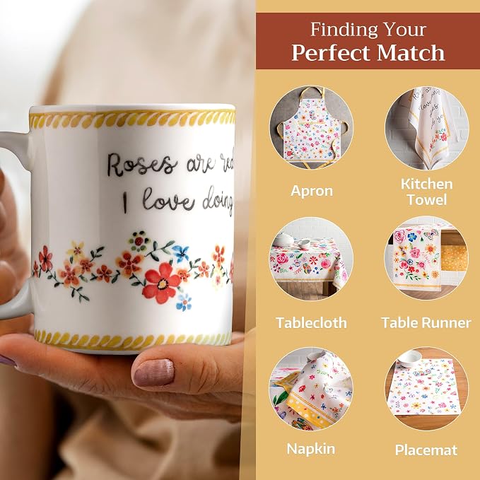 Maison d' Hermine Coffee Mug with Handles Tea Cups (15 Ounce, Pack of 1) | Fine Bone China Coffee Mugs for Hot Beverages Cappuccino Latte Home Spring Summer -Happy Florals - Sweety Roses Are Red - Image 6