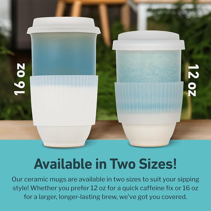 NOVA CERAMICS Travel Coffee Tumbler – Travel Mug - On the Go Coffee Mug – Microwave & Dishwasher Safe Green CoffeeTumbler - Gifts For Women Men Him Her – 16oz – Lagoon - Image 5