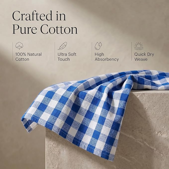 Urban Villa Kitchen Towels Cotton Dish Towels 20”x30” (Set of 6) Blue Wht - Image 4