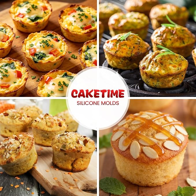 CAKETIME Silicone Muffin Pan for Air Fryer Oven, Nonstick 7-Cup Red | Food-Grade, For Egg Bites, Muffins, Cupcakes, Mini Quiche, 1 Pack - Image 4