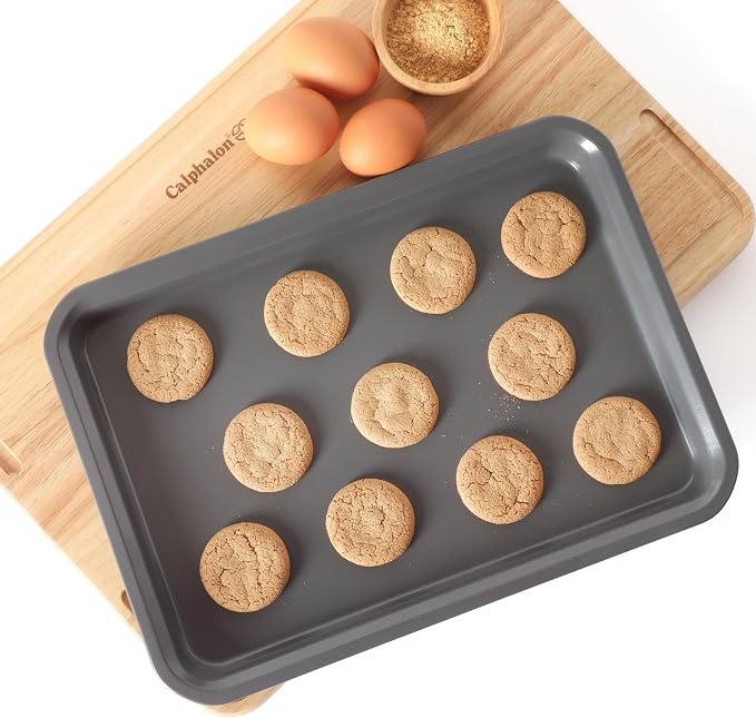 Calphalon Legacy 13 x 9 Inch PFA Free Nonstick Cookie Sheet Baking Pan in Blue, Durable Heavy Gauge Steel Bakeware for Even Heating, Oven Safe Baking Tray for Cookies - Image 2