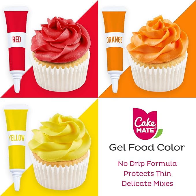 Cake Mate 9-Pack Gel Food Coloring Set for Easter Egg Dying - Assorted Colors for All Your Baking Needs, Perfect for Cakes, Cookies, and More (0.67oz per container)