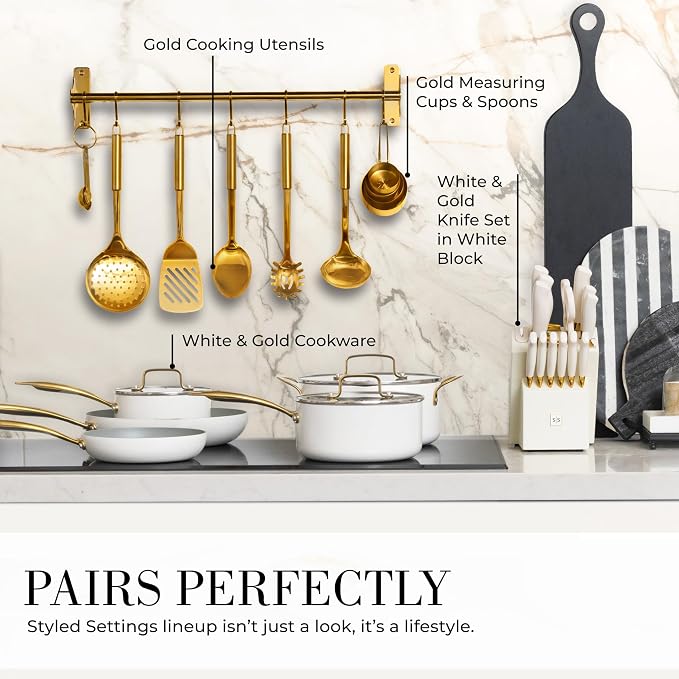 Styled Settings Gold Cooking Utensils with Measuring Cups & Spoons,13-Piece | Stainless Steel, Includes utensils, measuring cups, 13-Piece Gold Kitchen Accessories Includes Metal Measuring - Image 7