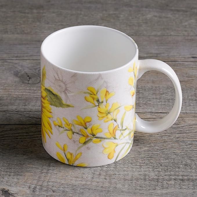 Maison d' Hermine Coffee Mug with Handles Tea Cups (12 Ounce, Pack of 1) | Fine Bone China Coffee Mugs for Hot Beverages Cappuccino Latte Home Restaurant Hotel Spring Summer -Candice - Helianthe - Image 7