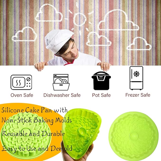 Birthday Cake Molds for Baking Silicone Cake Pans Reusable and Durable Non-Stick Baking Molds Trays for Chocolate Cake Jelly Pudding Mould Candy Making Baked Tool