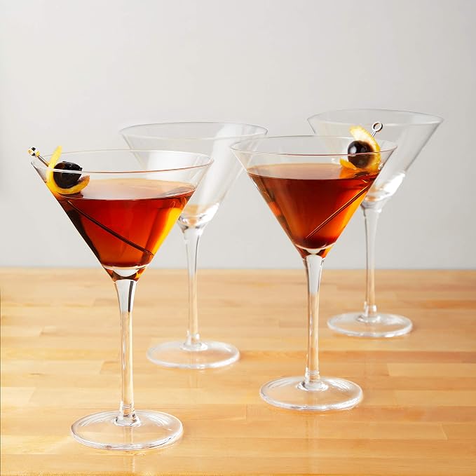 True Manhattan Martini Glass, Crystal Cocktail Coupes, Clear Glass, Cocktail glass set, Dishwasher Safe, Holds 12 oz., Set of 4 - Image 4