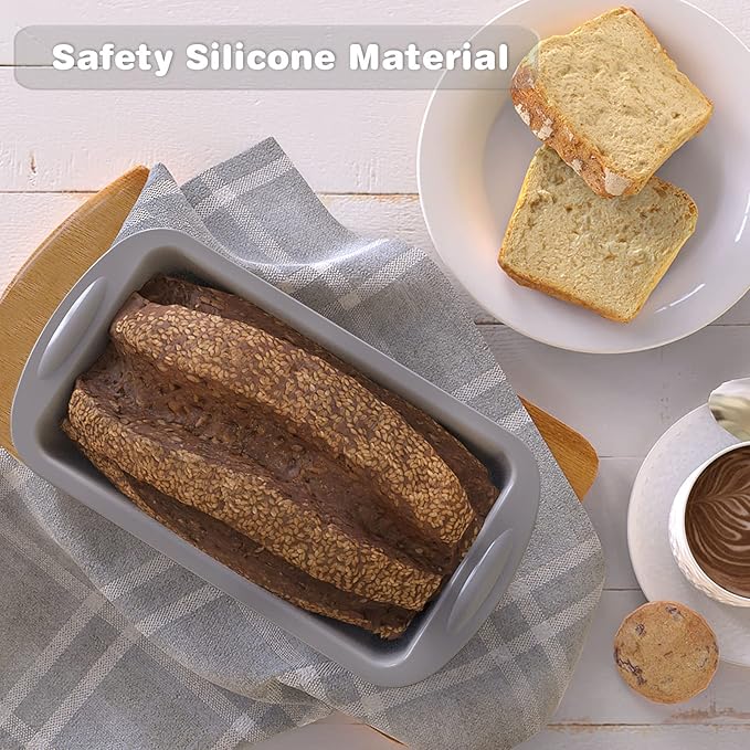 Silicone Loaf Pans for Baking Bread 9x5 inch, 2Pcs Bread Loaf Pans for Homemade Bread, Nonstick Silicone Baking Molds for Meatloaf, Toast