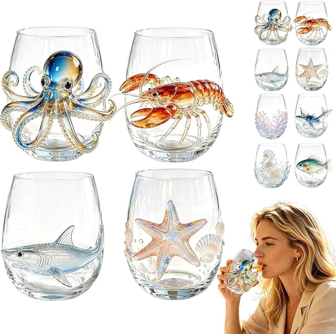 Artisan Blue Octopus Glassware Handmade 3D Ocean Decor Gift - Image 8