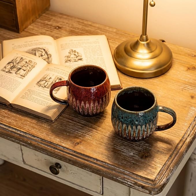 20oz Large Ceramic Coffee Mug, Red/Yellow/Blue/Green, Set of 4 | Large Tea Mug, Microwave Safe, Dishwasher Safe - Image 7