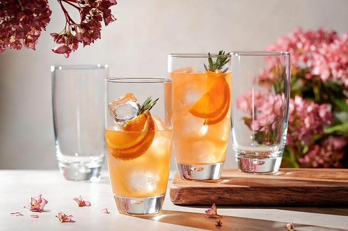 Glaver's Highball Glasses Set Of 4, 16 Oz. Drinking Glasses, Unique Water Glass Cups For Juice, Cocktails, Soda, Heavy Bottom Tumbler Glass - Image 2