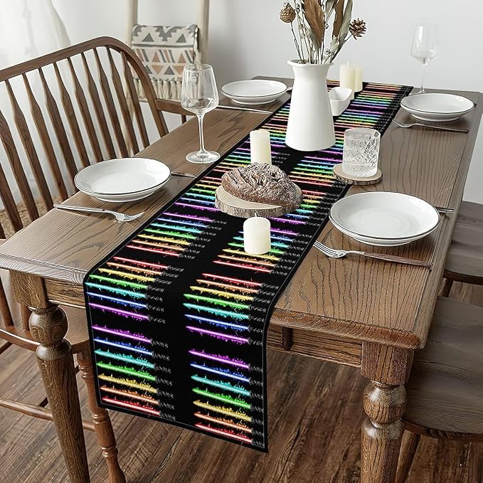Feelyou Lightsaber Table Runner 90x13 Inch Colorful Decorations Indoor Outdoor Party Supply Lightsaber Grommet Home Kitchen Dining Decor Dresser Scarfs Future Technology Home Decor for Living Room by Feelyou