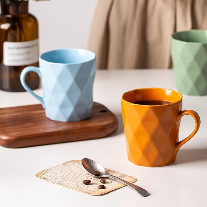 11 Ounce Porcelain Mugs, Set of 6, Tea and Cocoa Mug Set, Blue, Matte - Image 3