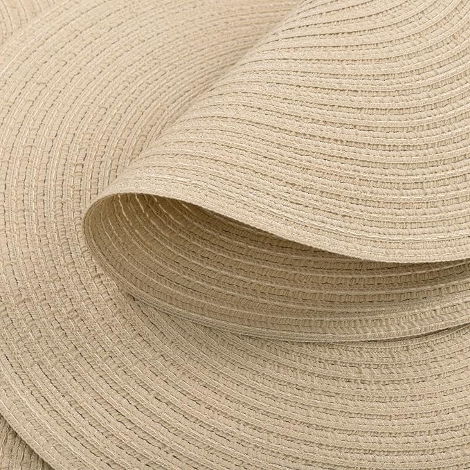 SHACOS 15 inch Round Placemats Set of 8 for Dining Table Cotton Polyester Braided Place Mats Washable Kitchen Table Mats for Dinner Party Table (Light Beige, 8) - Image 5