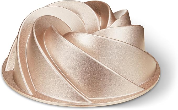 KITESSENSU Non-Stick Cake Pan, 9.5-Inch Aluminum Cake Mold, 8 Cup Fluted Heavy Duty Tube Pan, Durable Rust & Scratch-Resistant, Baking Mold for Jello, Gelatin, Chocoflan, Flan, Marissa, Gold by KITESSENSU