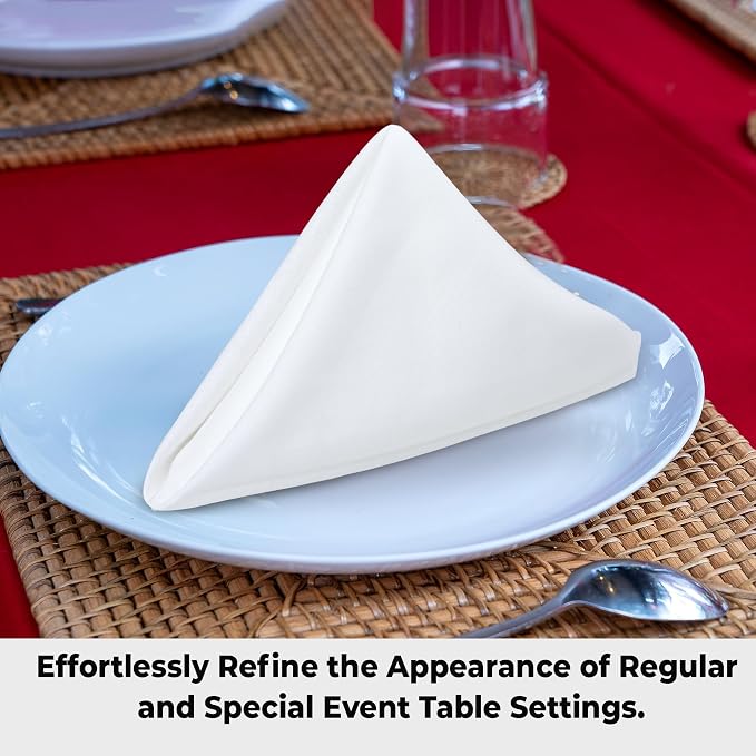 Urban Villa Cloth Napkins White Dinner 100% Cotton 18x18 Inches (Set of 12) - Image 8